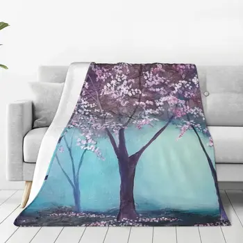 Под цветущими вишнями Мягкое фланелевое покрывало для дивана-кровати, теплое одеяло, легкие одеяла для дивана, дорожное одеяло