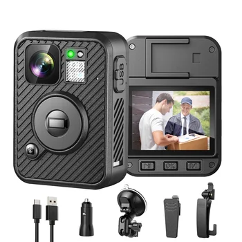 Полицейская Камера BOBLOV F2 Mini Wifi Bodycam 1440P Изношенные Камеры 128 ГБ Правоохранительные Органы 10 Часов Записи Видеорегистратор Ночного Видения GPS