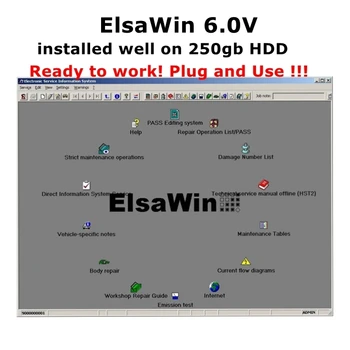 Последняя версия ELSAWIN 6.0 Программное обеспечение для ремонта автомобилей Audi для VW Auto Repair Data elsa 6.0 установлена хорошо жесткий диск емкостью 250 гб готов к использованию