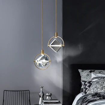 Постмодернистская Минималистичная Прикроватная люстра для спальни, Nordic Light, сеть роскошных баров, Красный кристалл, Творческая личность, искусство