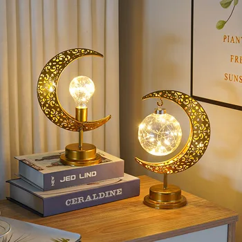 Светодиодная лампа в форме железной Луны, Моделирующая окружающую среду, Светильник для украшения кофейни отеля