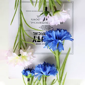 Скандинавские синие цветы Шелковый Василек Белое Искусственное цветочное растение Банкетная вечеринка Декор Свадебного зала