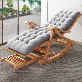Складное кресло-качалка для гостиной, Шезлонг для отдыха, Переносное Бамбуковое кресло для взрослых, Эргономичная Мебель для отдыха на Балконе