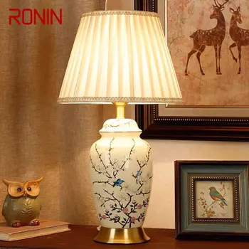 Современная керамическая настольная лампа RONIN, светодиодная китайская простая креативная прикроватная лампа для дома, гостиной, спальни, кабинета. Декор