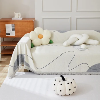 Современное вязаное полотенце для дивана, одеяло с кисточкой, секционное одеяло для дивана, покрывало для дивана из синели, покрывало для кровати Home Deco
