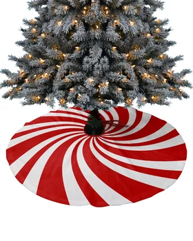 Спиральная текстура рождественских конфет, юбка для Рождественской елки, рождественские украшения для дома, круглые юбки для Рождественской елки, базовая крышка