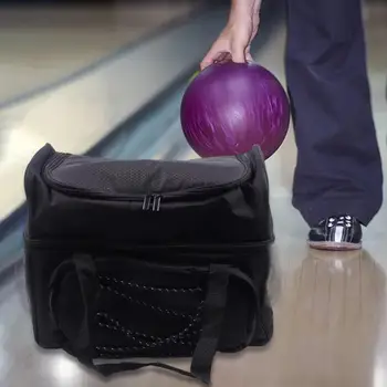 Сумка для боулинга Портативная нейлоновая защитная сумка для боулинга с двойными шарами Подходит для обуви для боулинга до мужского размера 16, аксессуар для боулинга