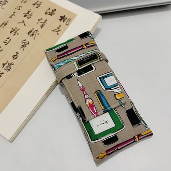Сумка для ручек ручной работы Cai Zi в стиле шинуазри, сумка для ручек из трех частей с откидной занавеской для ручек, переносная сумка для хранения коллекции