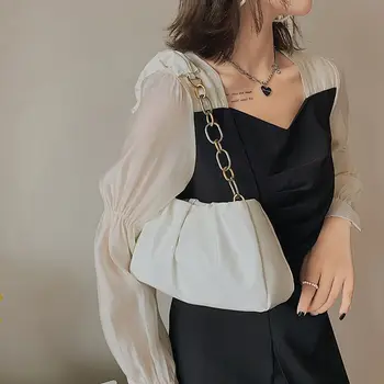 Сумка через плечо из искусственной кожи, однотонная сумка подмышками, стильная женская сумка-слинг в виде облака