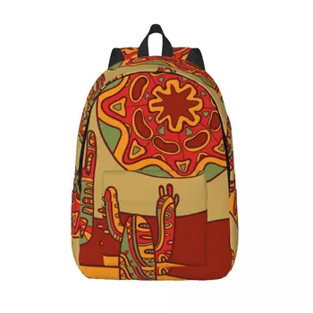 Традиционная мексиканская иллюстрация Кактуса и солнца, рюкзак, дорожная сумка унисекс, школьный рюкзак, сумка для книг Mochila