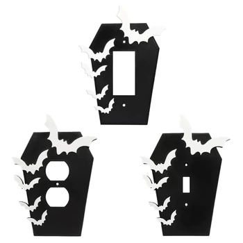 Украшение H7EA на Хэллоуин, черная акриловая накладка для выключателей с призрачным дизайном, фоновый декор для празднования Дня рождения на фестивале