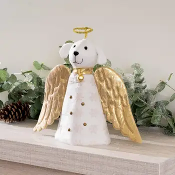 Украшение для елки в виде щенка-ангела, украшение для Рождественской елки, Очаровательная елка в виде собаки-ангела с золотыми крыльями, украшение для рождественской вечеринки