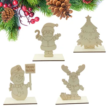 Украшения Санта-Клауса для рождественской елки, Рождественская Деревянная Деревенская сцена, Декор деревянного стола, Подвесной декор деревянной столешницы