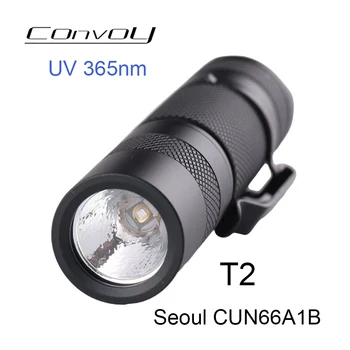 Ультрафиолетовый фонарик Convoy T2 с УФ-365нм, мини-фонарь Linterna, вспышка AA, лампа для обнаружения флуоресцентного агента