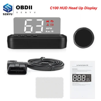 Универсальный дисплей C100 OBD2 HUD, автомобильный спидометр, Расход топлива, Проектор EOBD, Аксессуары для бортового компьютера для вождения.