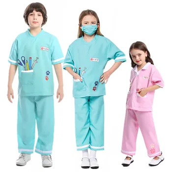 Унисекс, детская хирургическая форма, детский ветеринарный костюм доктора медсестры Для мальчиков и девочек, косплей, костюмы на Хэллоуин, подарок на День рождения