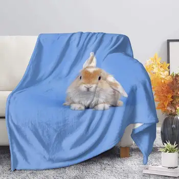 Фланелевое одеяло с кроликом, Анти-Пиллинг, Уютное одеяло для кровати, Легкие Теплые Одеяла для дивана-кровати, офисного дивана Super Soft King