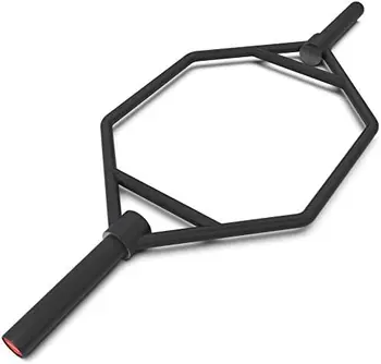 хромированный или черный шестигранный тренажер для штанги весом 20 и 25 кг с плоскими или приподнятыми ручками для приседаний, становой тяги, жима плечами.