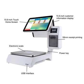 Цифровые коммерческие весы с принтером этикеток, сенсорные POS-весы для взвешивания фруктов весом 15 кг