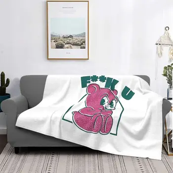 Шикарное Розовое Плюшевое одеяло с милым Плюшевым мишкой Плюшевое Всесезонное Дышащее Супер Теплое Покрывало для дивана Плюшевое Тонкое одеяло