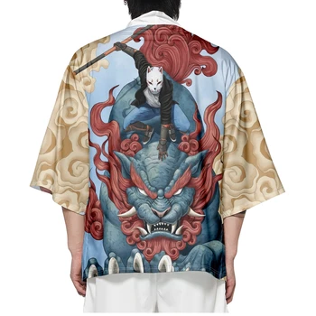 Японское Свободное Кимоно Традиционный Аниме Кардиган Летний Пляжный Юката Мужской Косплей Азиатская Одежда Хаори